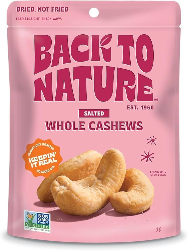 Back to Nature Whole Cashews – 9 OZ – Healthy Snack