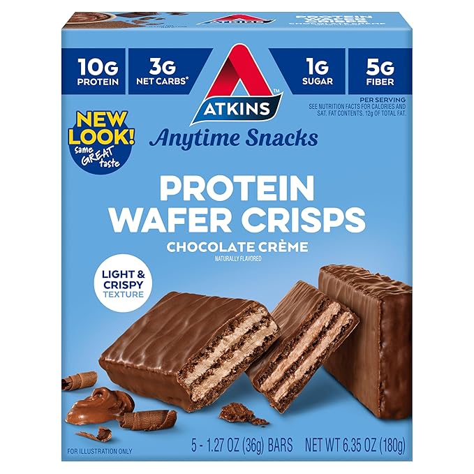 Atkins Chocolate Crème Protein Wafer Crisps – 6.35 OZ – Protein Snack