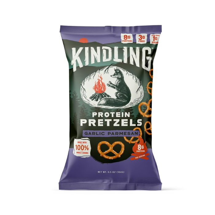 Kindling Garlic Parmesan Protein Pretzels – 6.5 OZ – High-Protein Snack