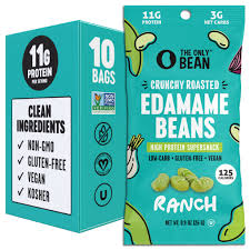 The Only Bean Sea Salt Crunchy Roasted Edamame – 10 Pack (0.9 OZ Each)