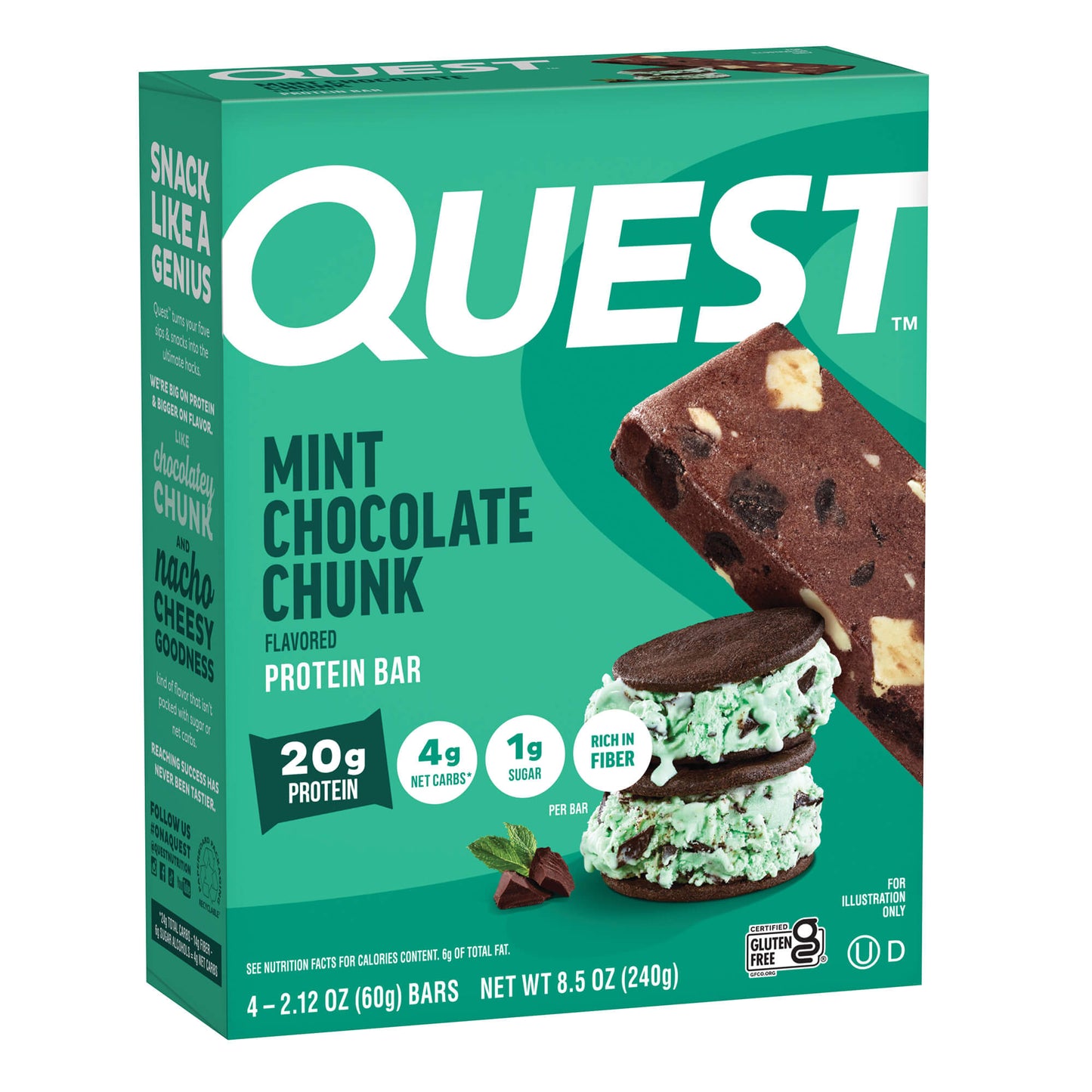 Quest Nutrition Mint Chocolate Chunk Protein Bar – 8.5 OZ – Protein Snack