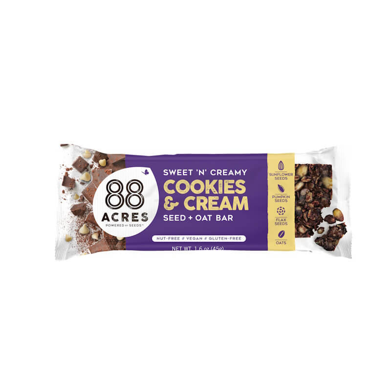 88 Acres Cookies & Cream Seed + Oat Bars – 1.4 OZ – Healthy Snack