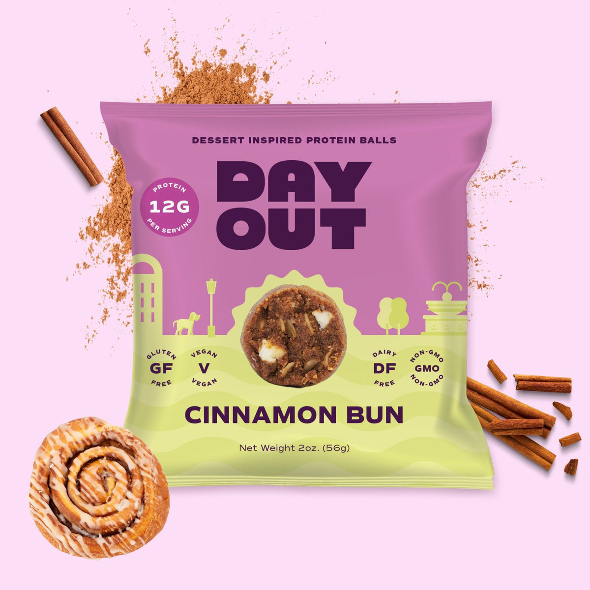 Day Out Cinnamon Bun Protein Balls – 1.5 OZ – High-Protein Snack
