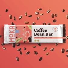 Moka Energy Vanilla Latte Coffee Bean Bar – 1.1 OZ – High Protein Snack