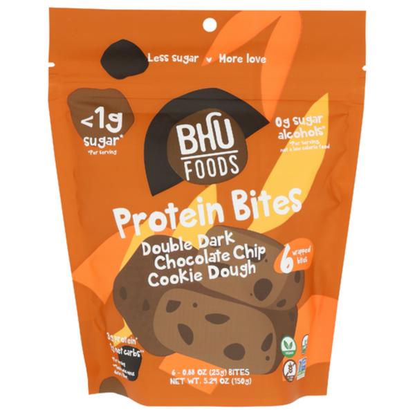 BHU Food Protein Bites – Double Dark Chocolate Cookie Dough – 5.29 OZ – Protein Snack
